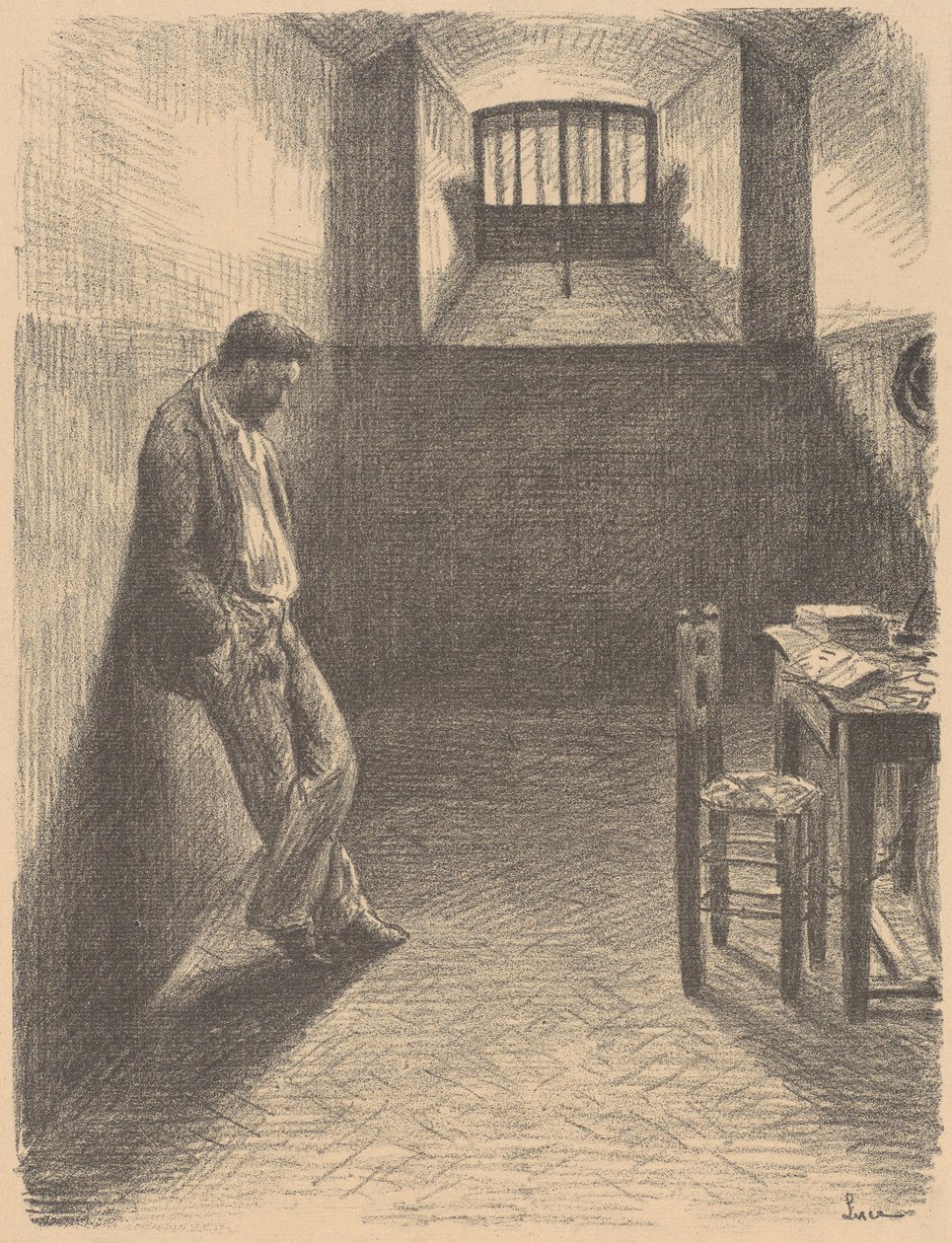 Selvportrett i Mazas-fengselet av Maximilien Luce