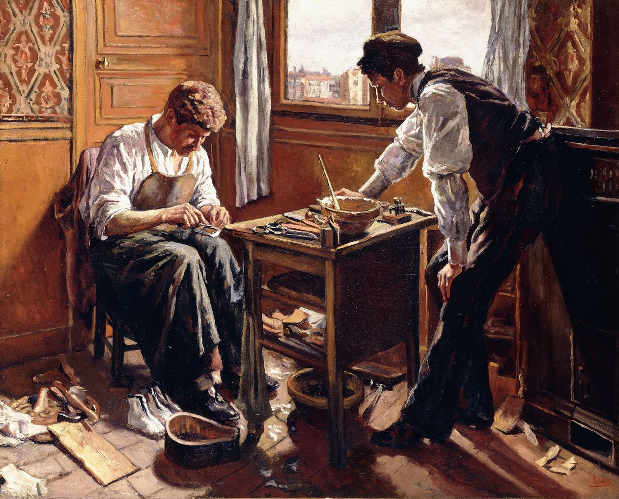Skomakere, de to Givort-brødrene, 1884 av Maximilien Luce