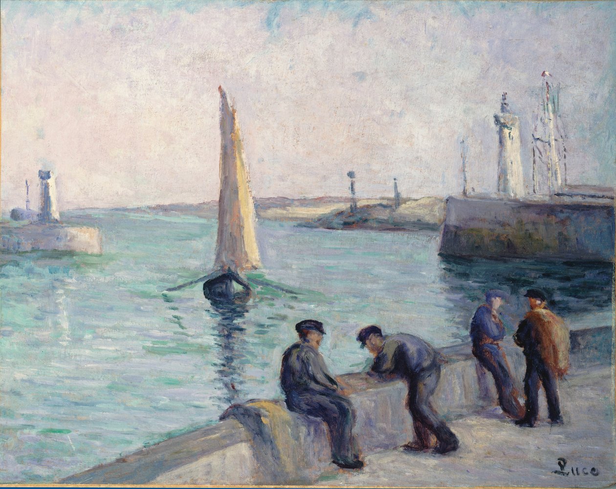 Fiskerne på kaien, ca. 1920 av Maximilien Luce