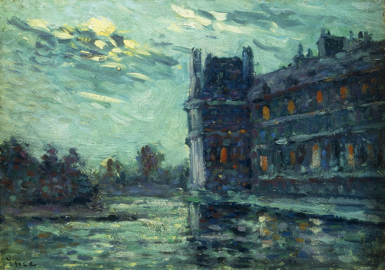 The Floods of 1910, The Pavillon de Flore, ved Louvre, Paris; Flommen i 1910, Le Pavillon de Flore, 1910 av Maximilien Luce