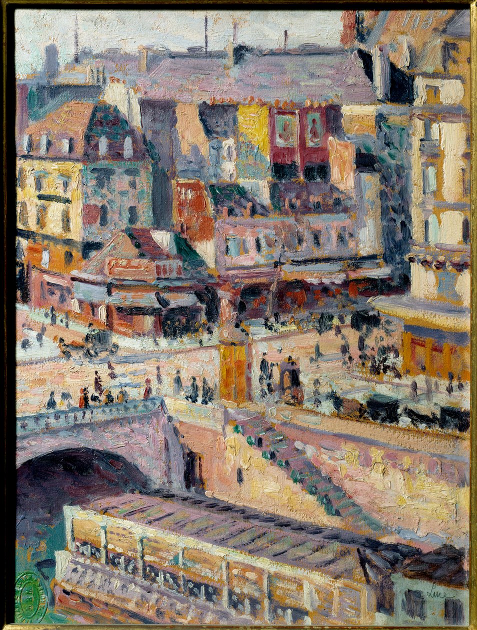 Saint Michel-broen og gullsmedens kai. Olje på papir maruffel på isorel. Maleri av Maximilian Luce (1858-1941) av Maximilien Luce