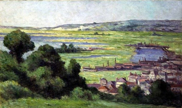 Utsikt over Honfleur (olje på lerret) av Maximilien Luce