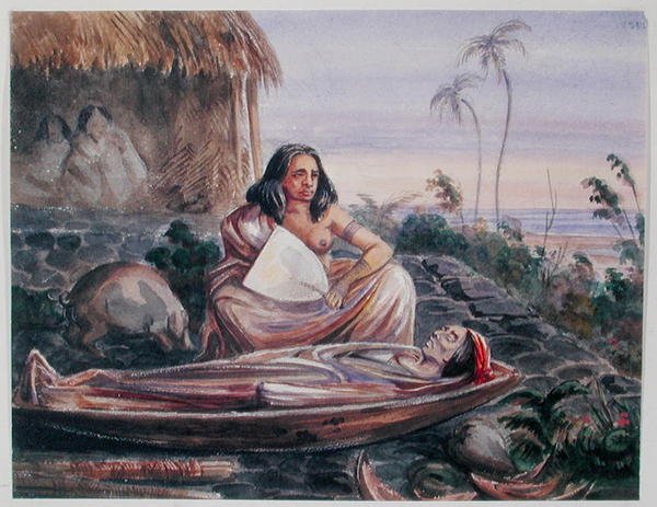 A Funeral in Tahiti, ca. 1841-48 (akvarell på papir) av Maximilien Radiguet