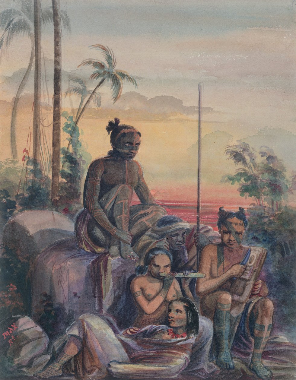 Innbyggere på Marquesas-øyene, ca. 1841-48 av Maximilien Radiguet