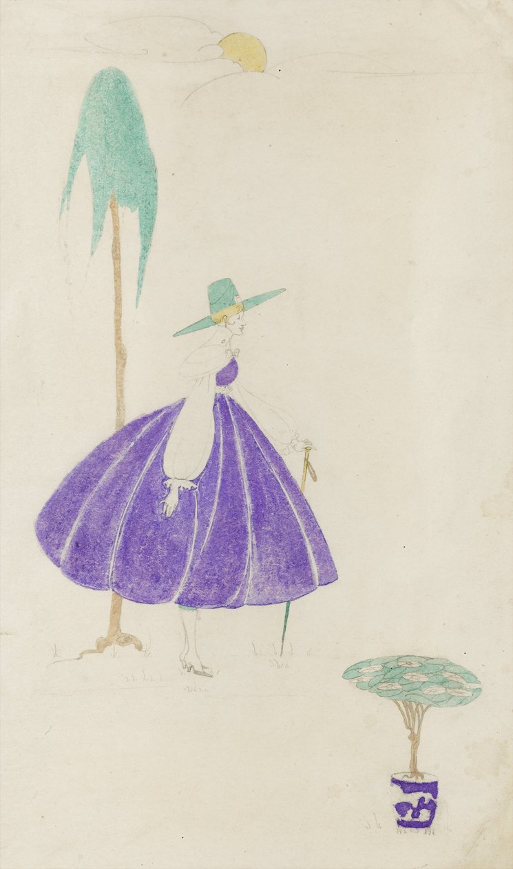 Kvinne i lilla kjole, 1914 av May Gardiner
