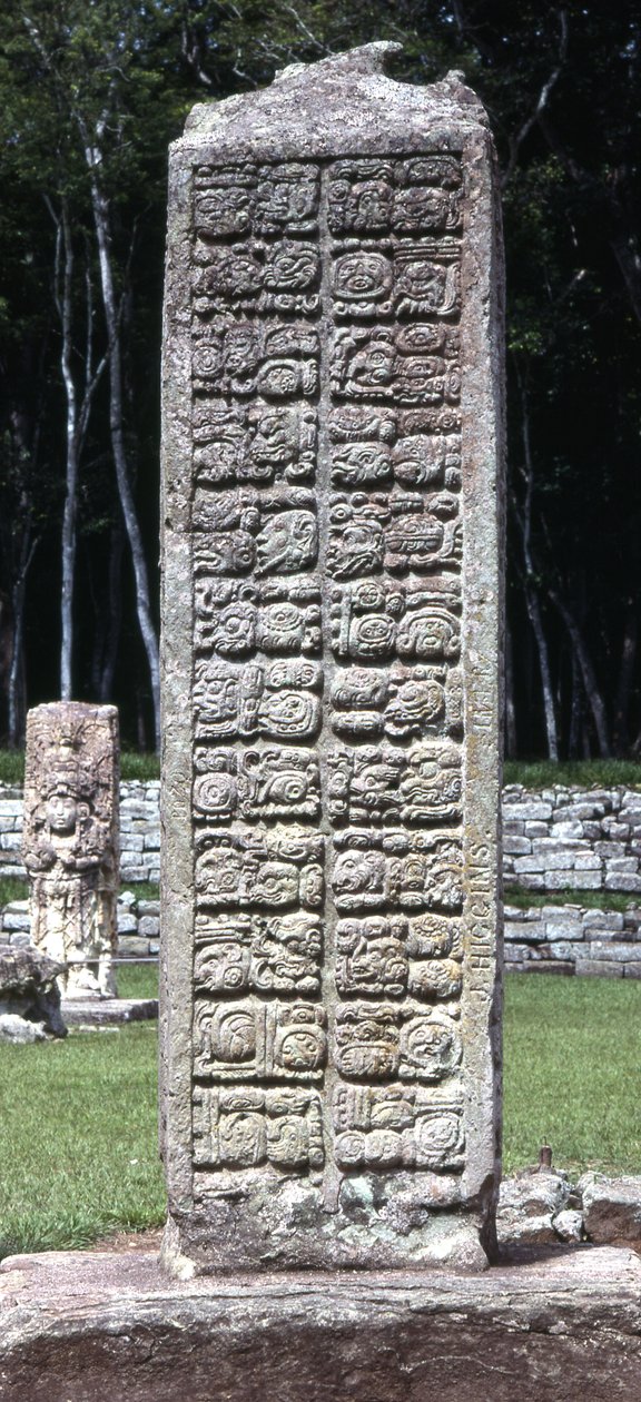 Baksiden av stela A, Copan, sen klassisk periode, ca. 730 e.Kr av Mayan