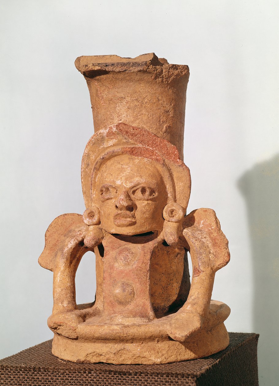 Røkelseskar i form av en sittende figur, Pre-Classic Period (keramikk) av Mayan