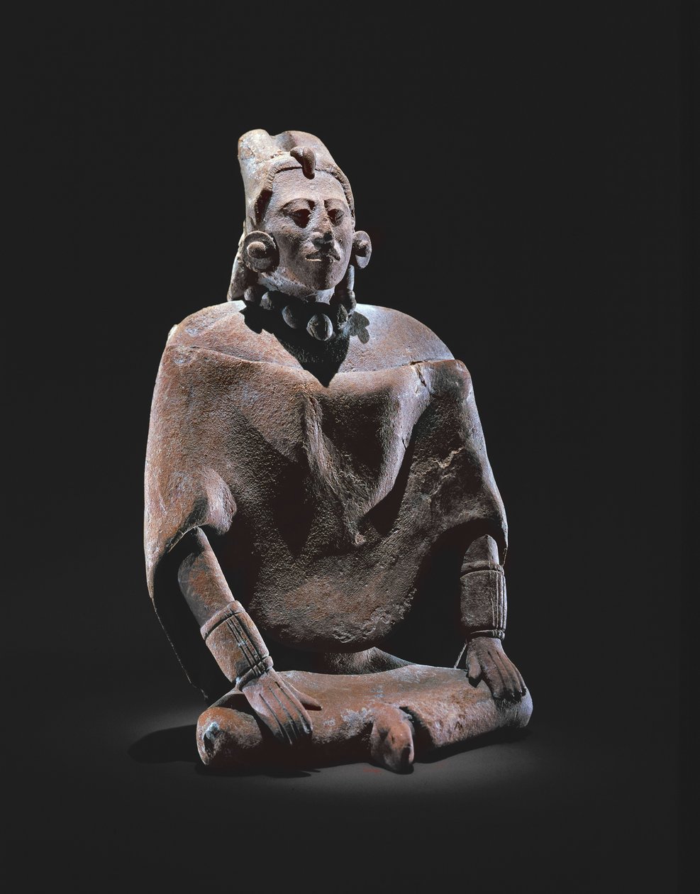 Figur av en konge som sitter i maya, fra Isle of Jaina (lertøy) av Mayan