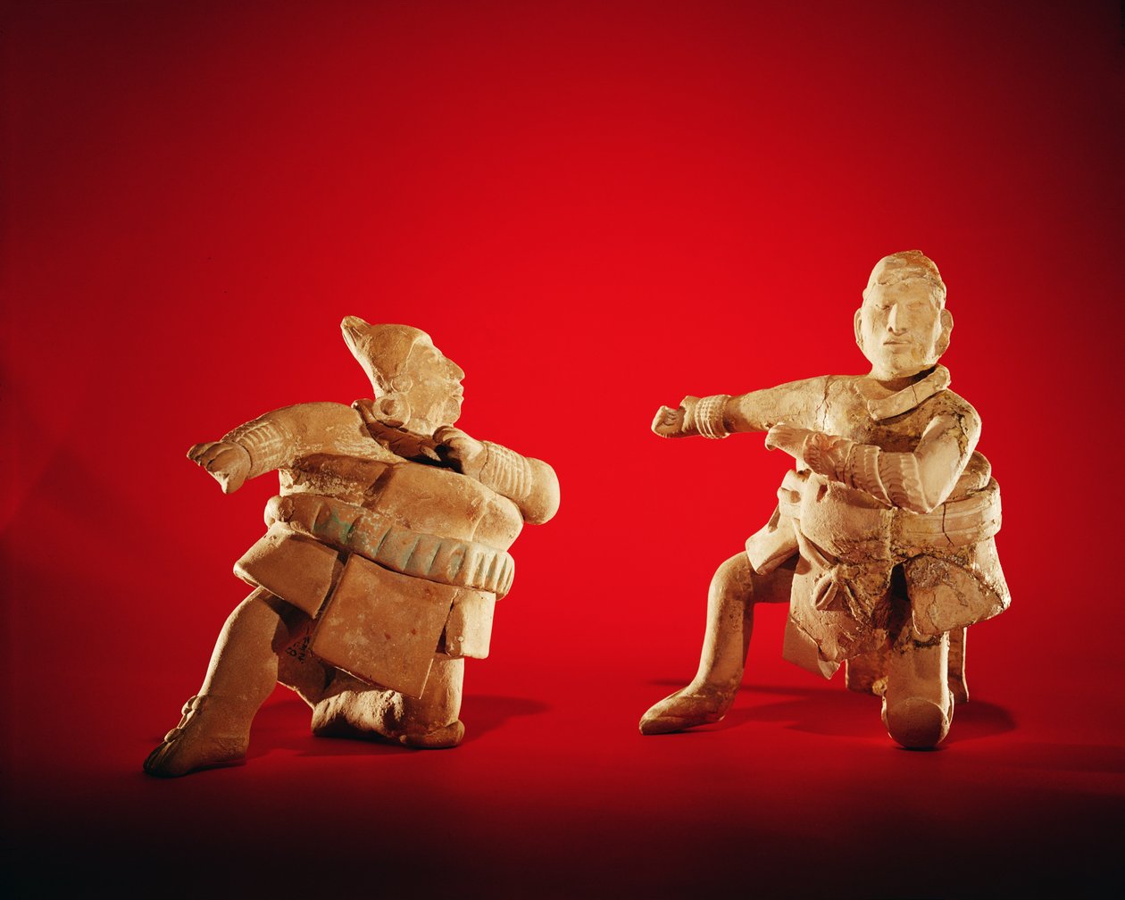 Figurer av seremonielle ballspillere, fra Isle of Jaina, ca. 600 (lertøy) av Mayan