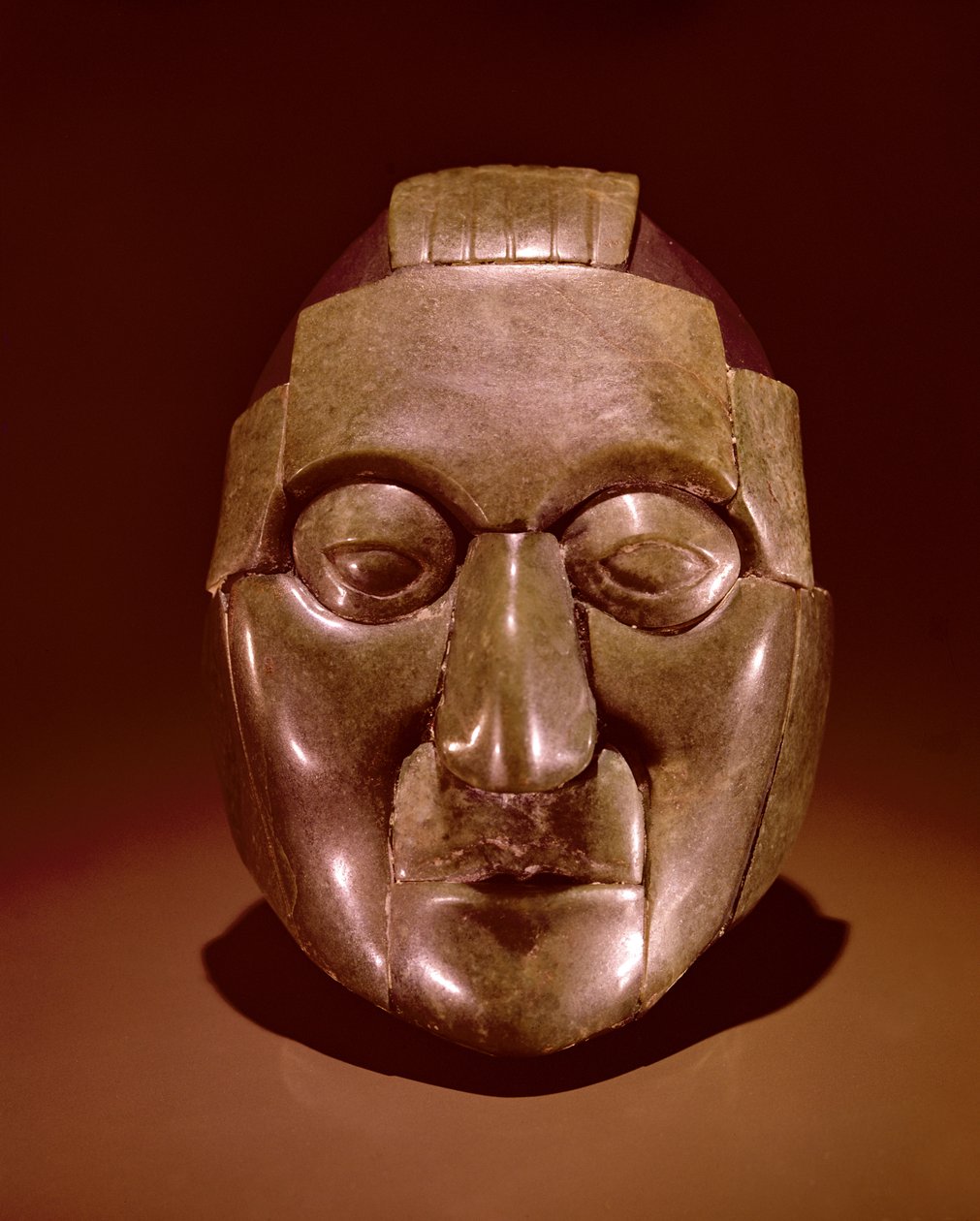 Mosaikkmaske som representerer en gammel mann, fra Ruz-graven under Inskripsjonenes tempel i Palenque, Chipas (jade) av Mayan