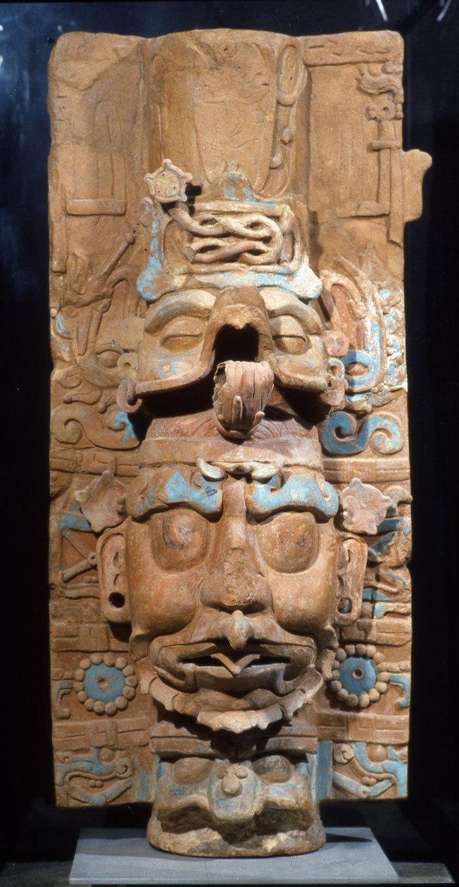 Palenque, røkelsesbrenner, sen klassisk periode, 600-900 e.Kr. (terrakotta) (bakside av 310199) av Mayan
