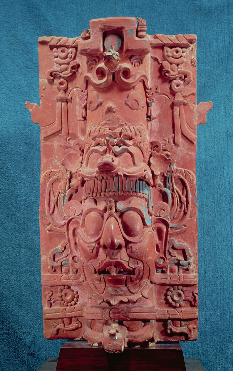 Toniatuh, solguden, fra korsetempel, Palenque, Maya Classic Period, 5.-10. århundre (terrakotta) av Mayan