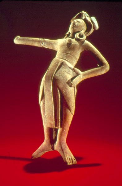Figur av en hellig ballspiller, fra Isle of Jaina, ca. 600-900 (lertøy) av Mayan