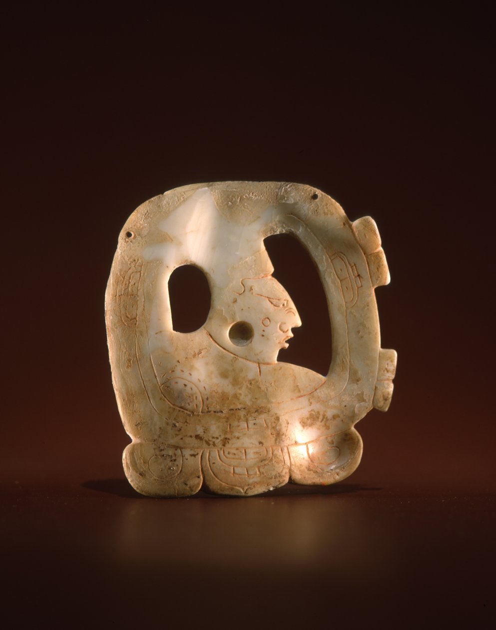Anheng i form av en glyph med guden Hunahpu (skall) av Mayan