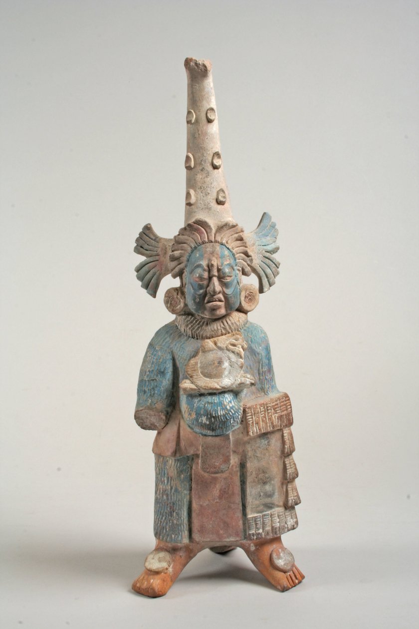 Kostymert figur fra Mexico, 7.-8. århundre (keramikk, pigment) av Mayan