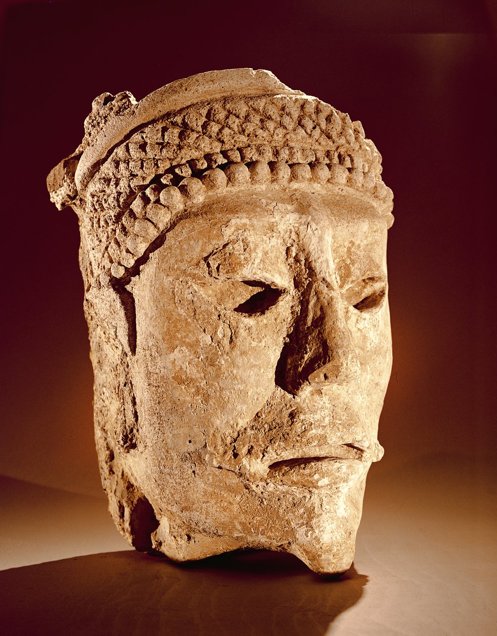 Hodet kuttet fra en vegg på Comalcalco, Tabasco, Classic Maya (stucco) av Mayan