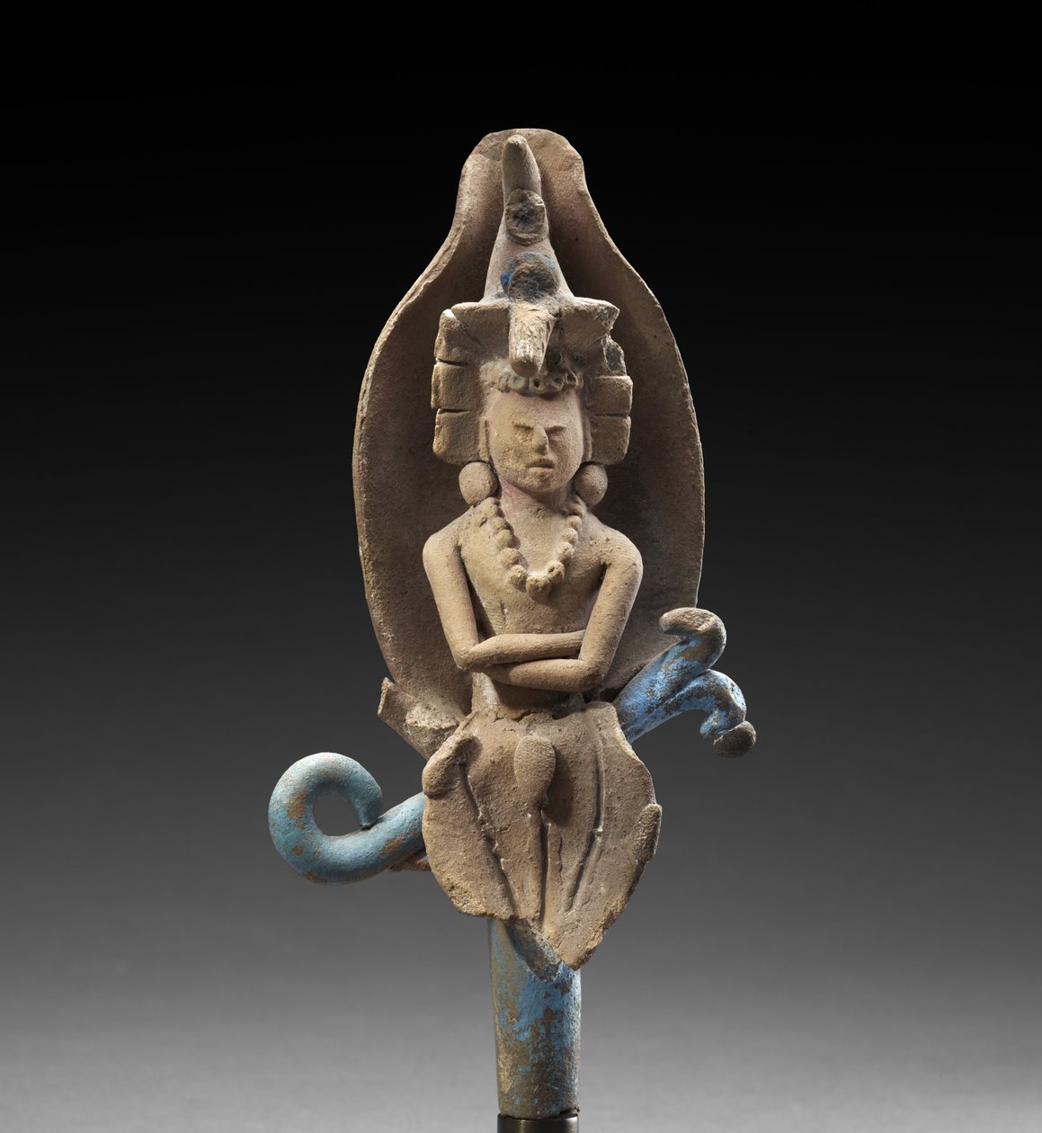 Mais God in Corn Husk, AD 600-900 (keramikk med spor av polykrom pigment) av Mayan