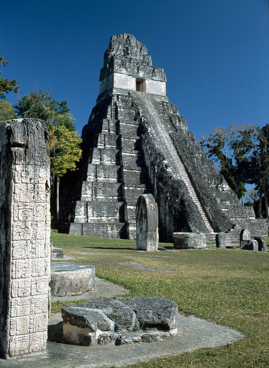 Tikal Temple I eller Temple of the Great Jaguar, 7. til 8. århundre av Mayan