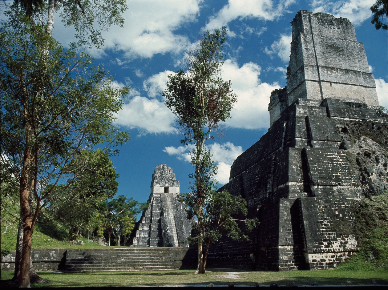 Tikal tempel II eller maskenes tempel, 7. til 8. århundre av Mayan