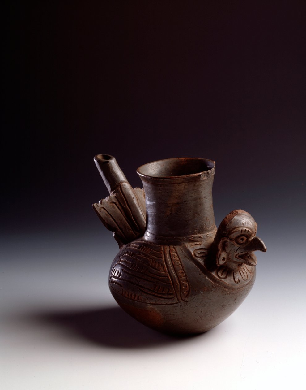 Pre-columbiansk kunst, Maya sivilisasjon, postklassisk periode: zoomorf krukke som representerer en fugl. Fra Asuncion Mita Jutiapa, Guatemala. Sol. h. 15,5 x diameter. 7,6 cm Guatemala, Nasjonalmuseet for arkeologi og etnologi – førkolumbiansk kunst, Maya av Mayan Mayan