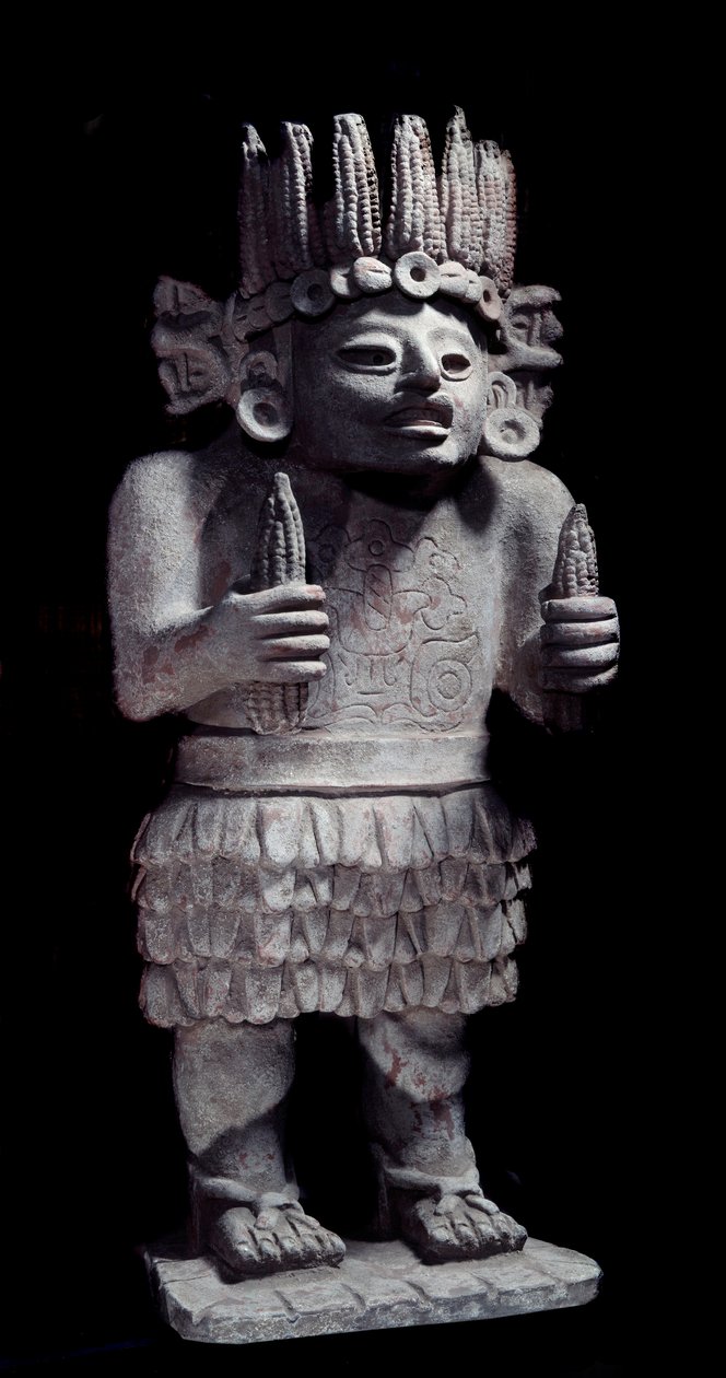 Før colombiansk sivilisasjon: Maya-statue som representerer tjenestepikenes gud. Paris, Musee de l