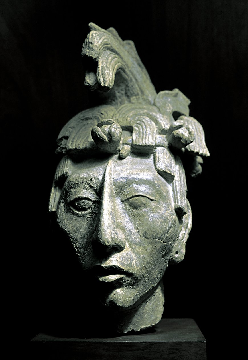 Krigerhode (skulptur, ca. 683) av Mayan Mayan