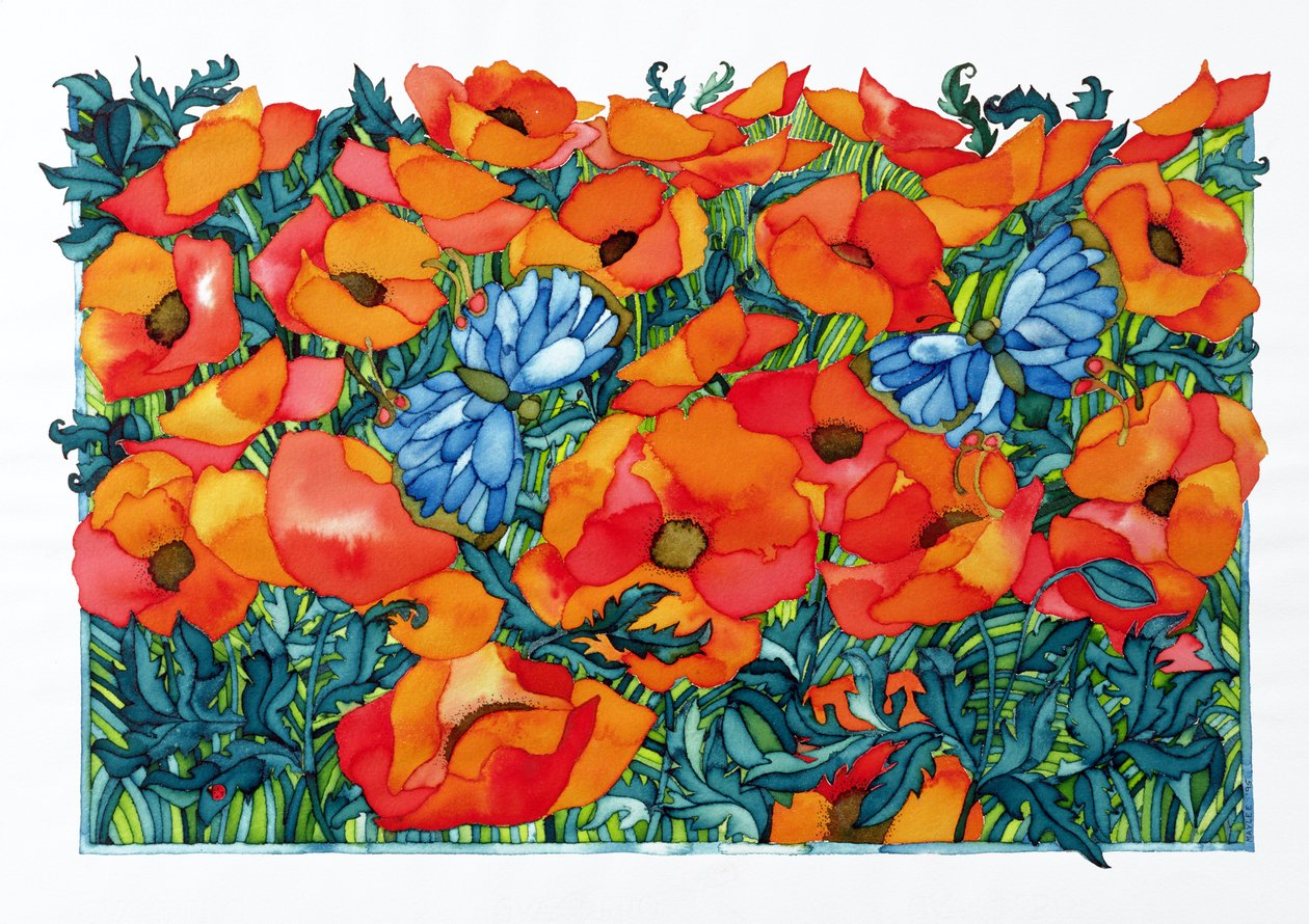 Poppies, 1998 (wc på papir) av Maylee Christie