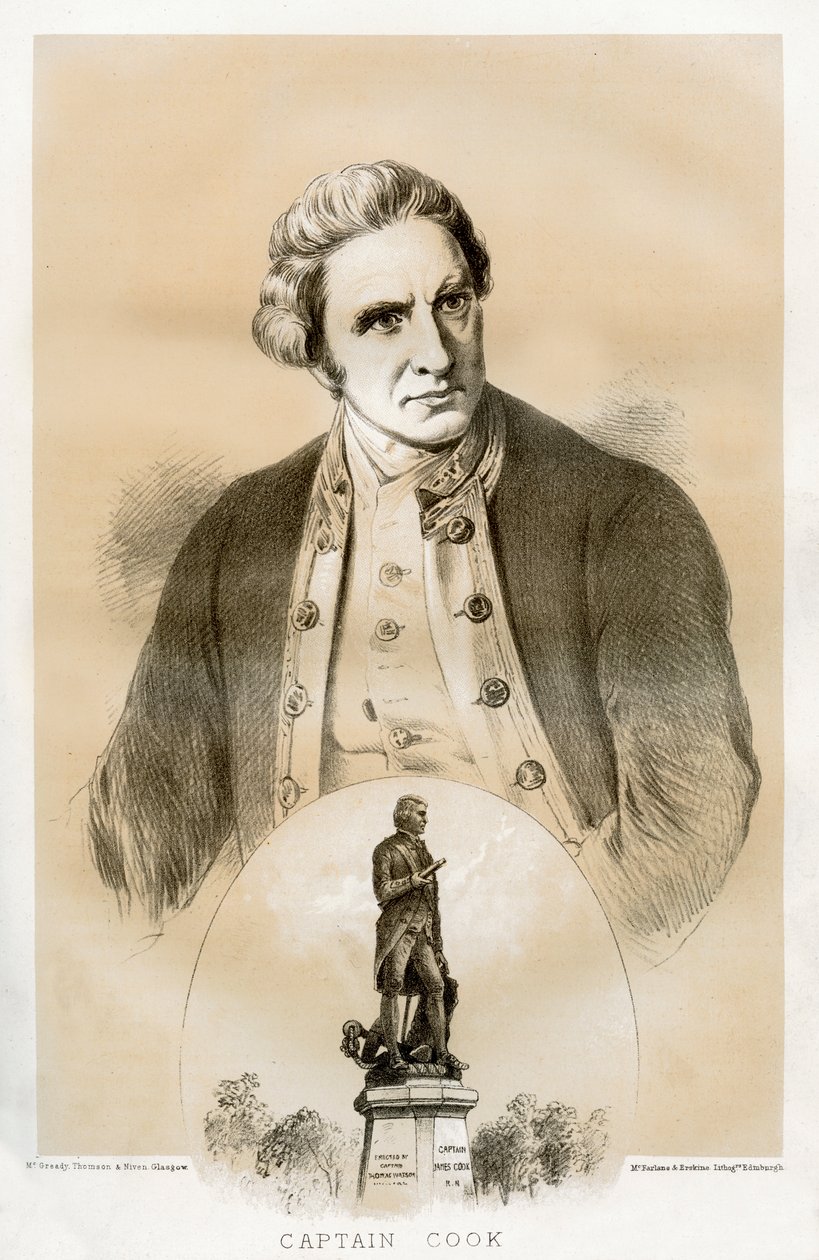 Kaptein James Cook, britisk sjøoffiser og oppdagelsesreisende fra 1700-tallet, 1879 av McFarlane and Erskine