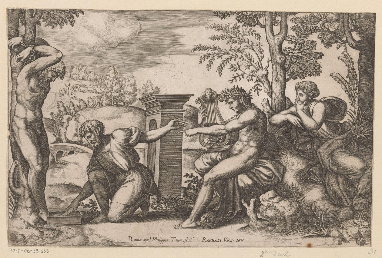 Apollo i Marsyas av Meester van de Dobbelsteen