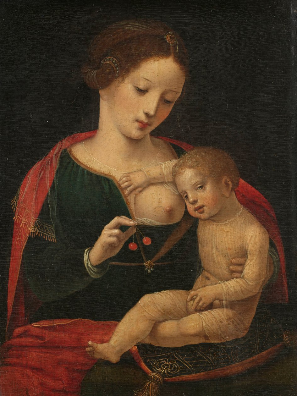 Jomfru og barn av Meester van de Vrouwelijke Halffiguren