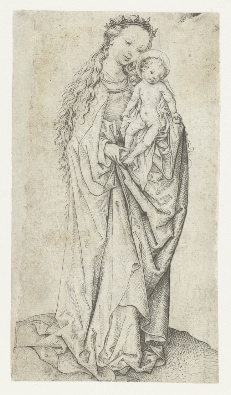Stående Madonna og barn med eple av Meester van het Amsterdamse Kabinet
