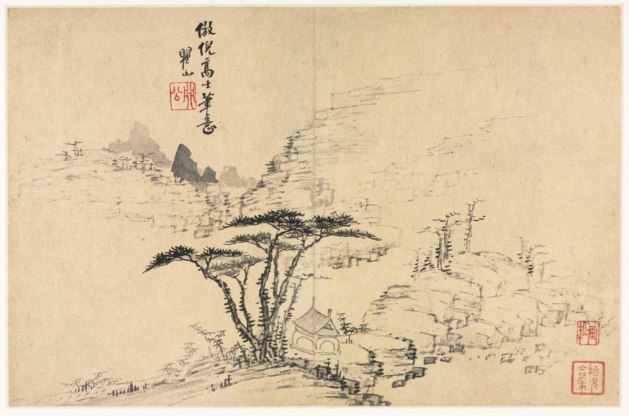 Landskap i forskjellige stiler etter gamle mestere, 1690. av Mei Qing