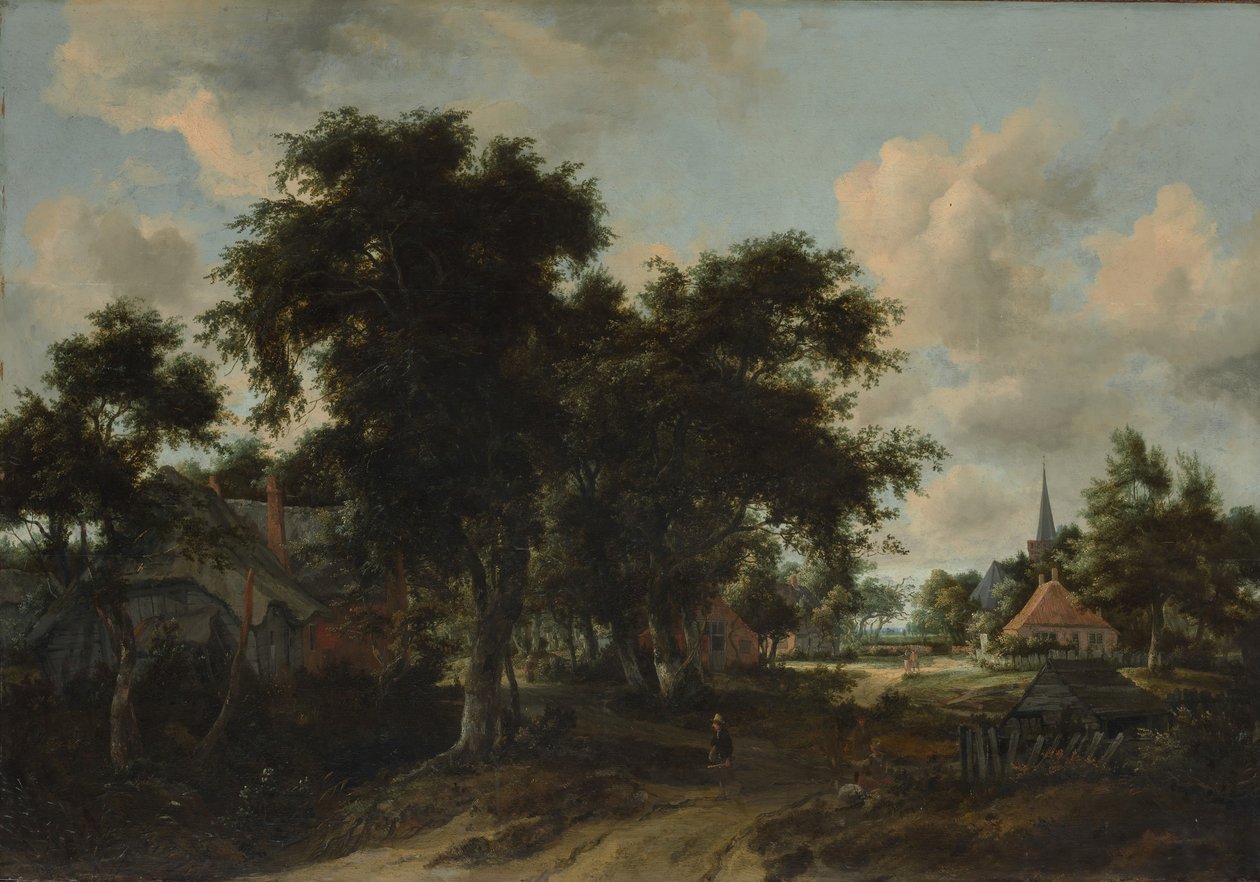 Inngang til en landsby, ca. 1665. av Meindert Hobbema