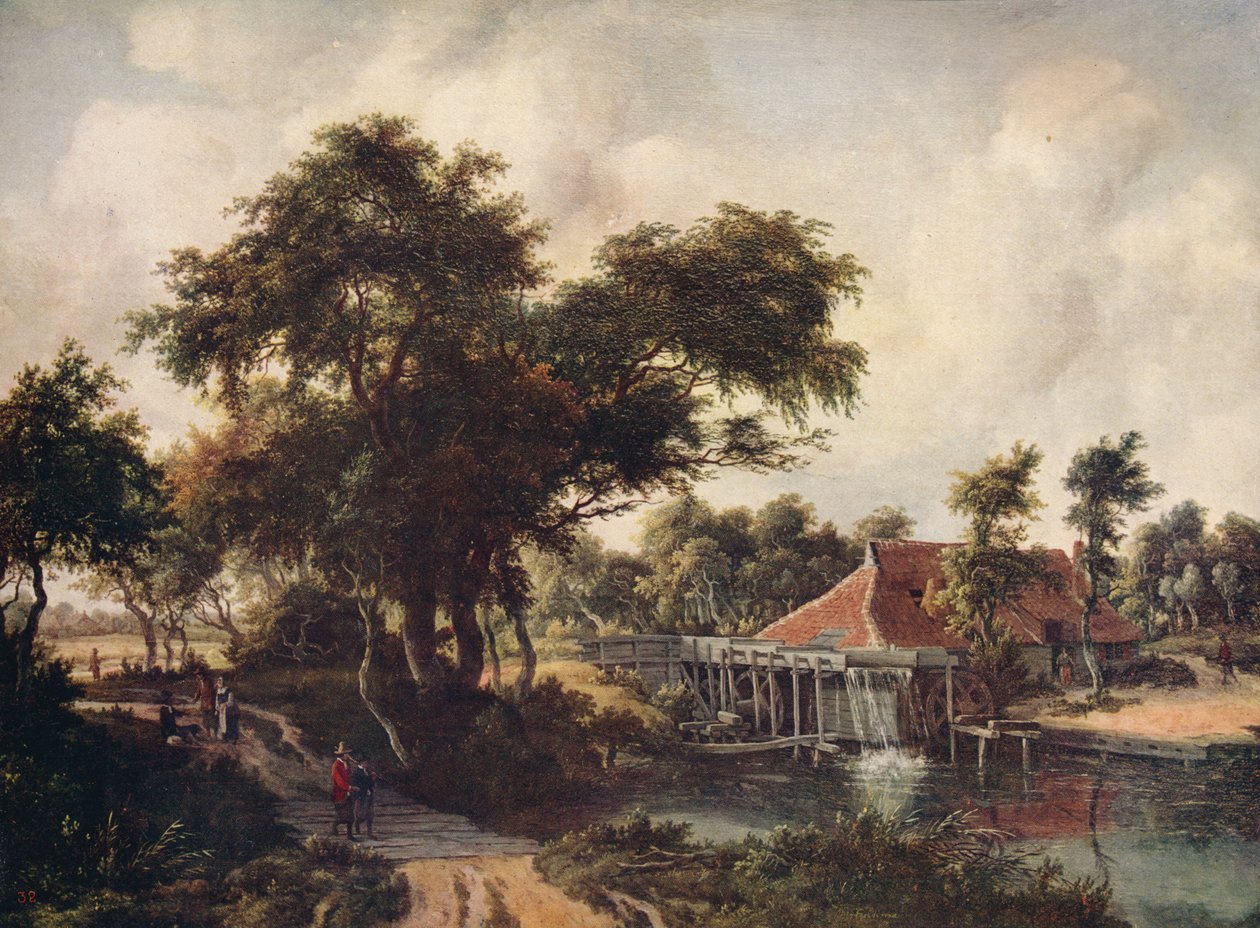 Landskap med en vannmølle, c1665, c1915 av Meindert Hobbema