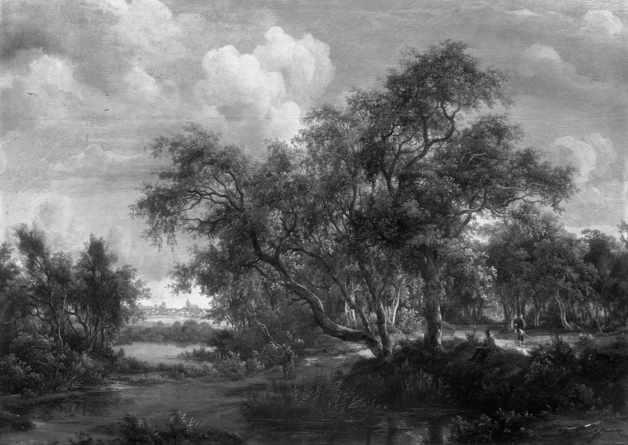 Skogkledd landskap av Meindert Hobbema