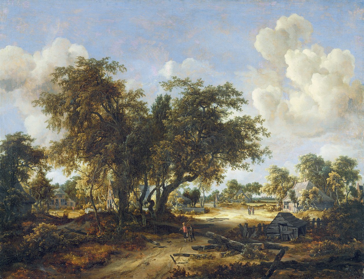 Skoglandskap med hytter, 1665 av Meindert Hobbema