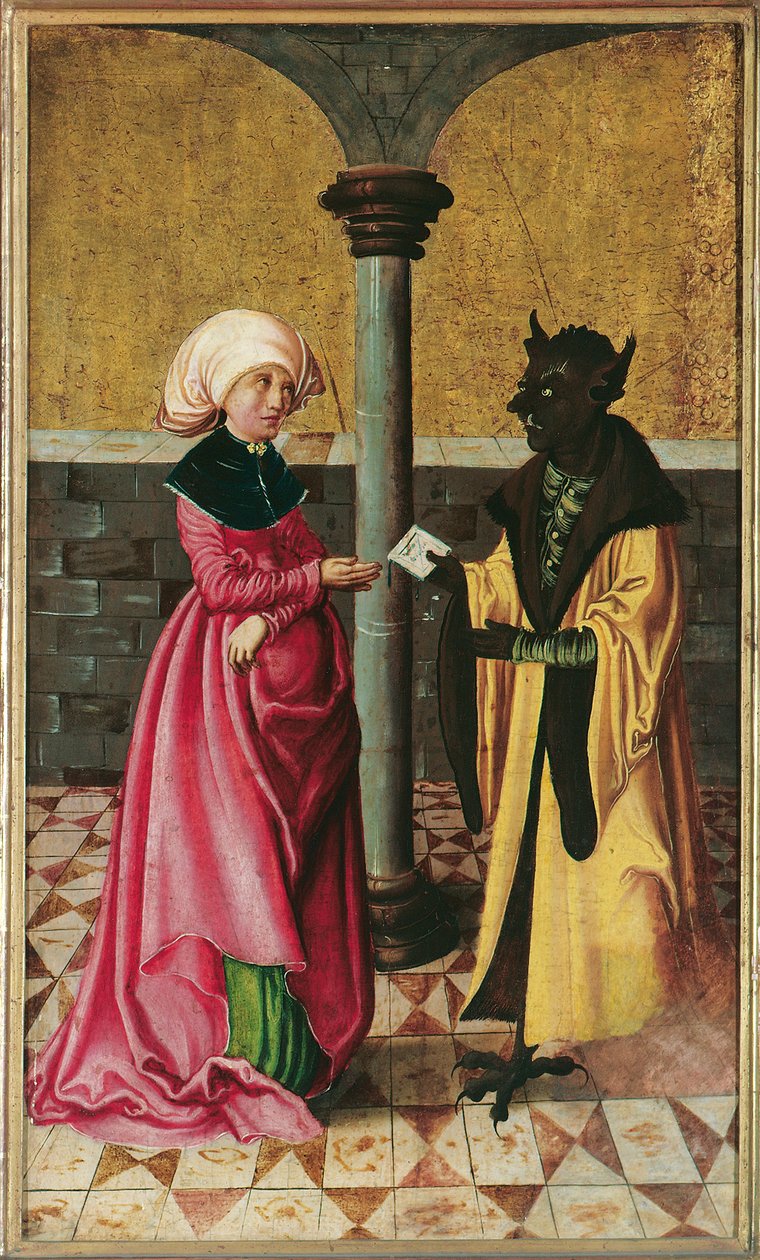 Djevelen som bringer det falske budskapet (Legend of Saints Cosmas and Damian) av Meister der Legendenszenen