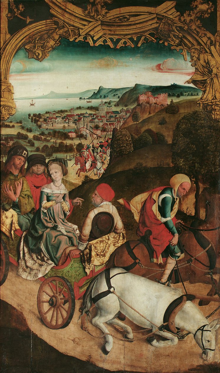 det helliges flukt Cantius, Cantianus og Cantianilla (innvendig); Kristus på Oljeberget (eksteriør) av Meister des Krainburger Altars
