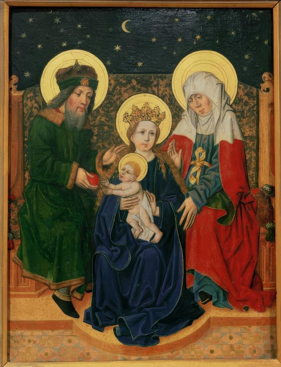 Maria med barn, Joachim og. Anna av Meister des Speyerer Altars