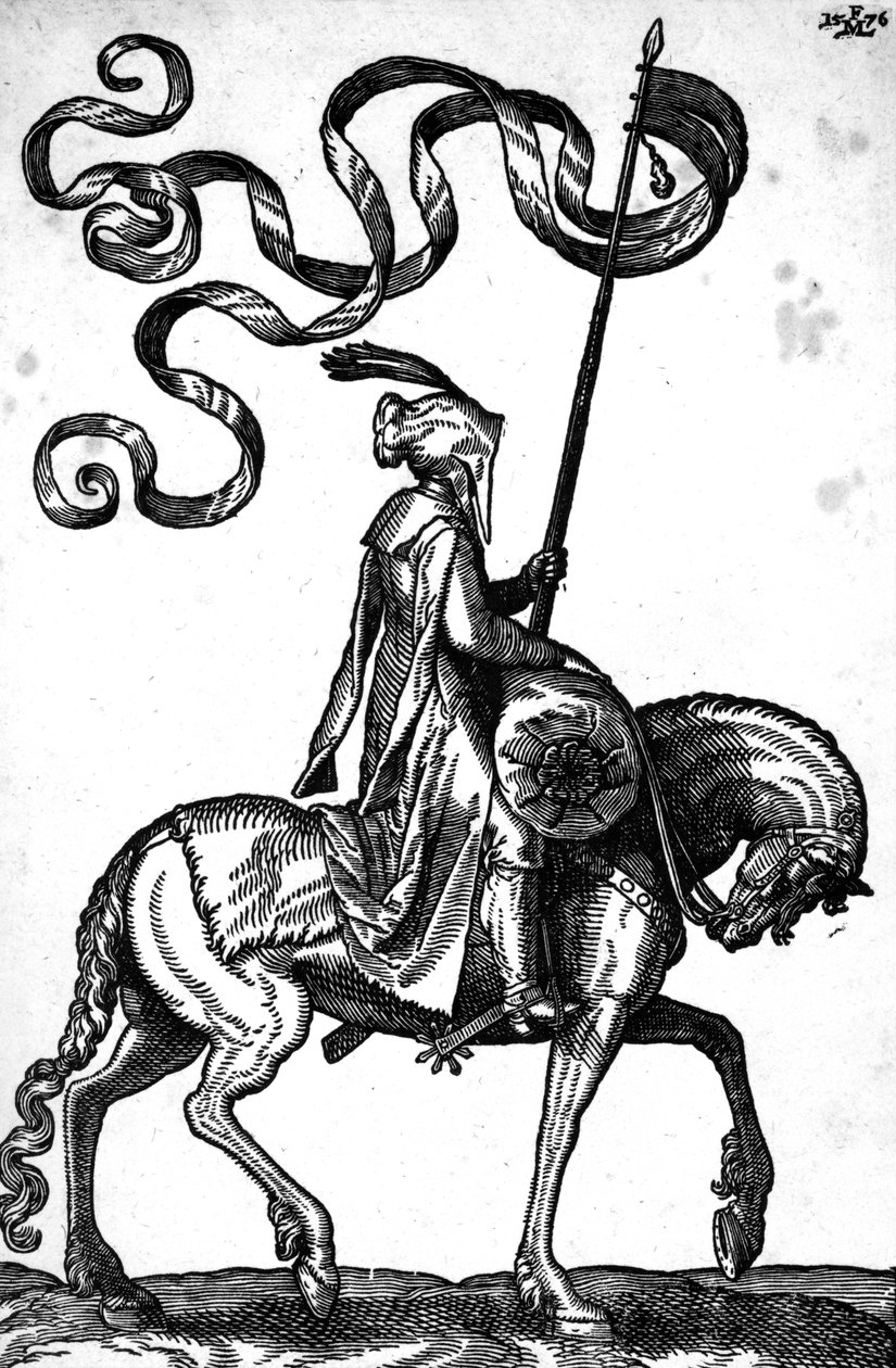 En mann til hest, 1576 av Melchior Lorck