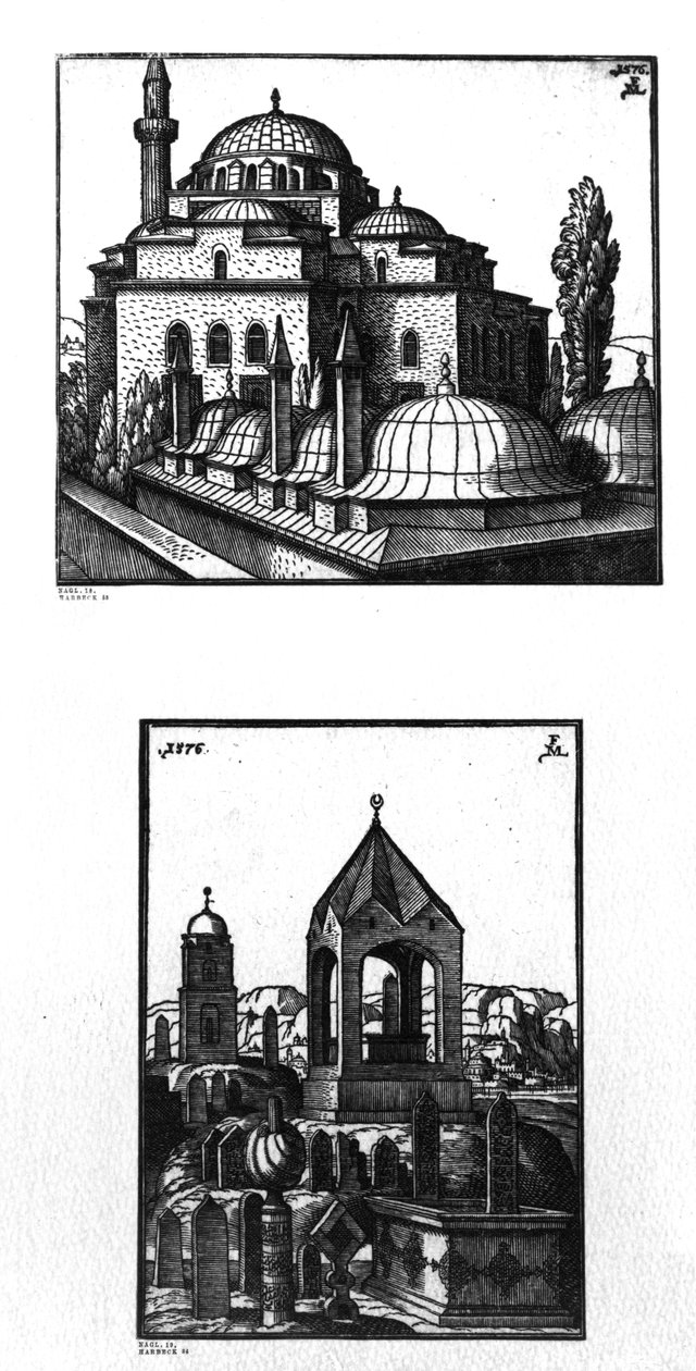 Atik Ali Pasha-moskeen og en kirkegård i Konstantinopel, 1576 av Melchior Lorck