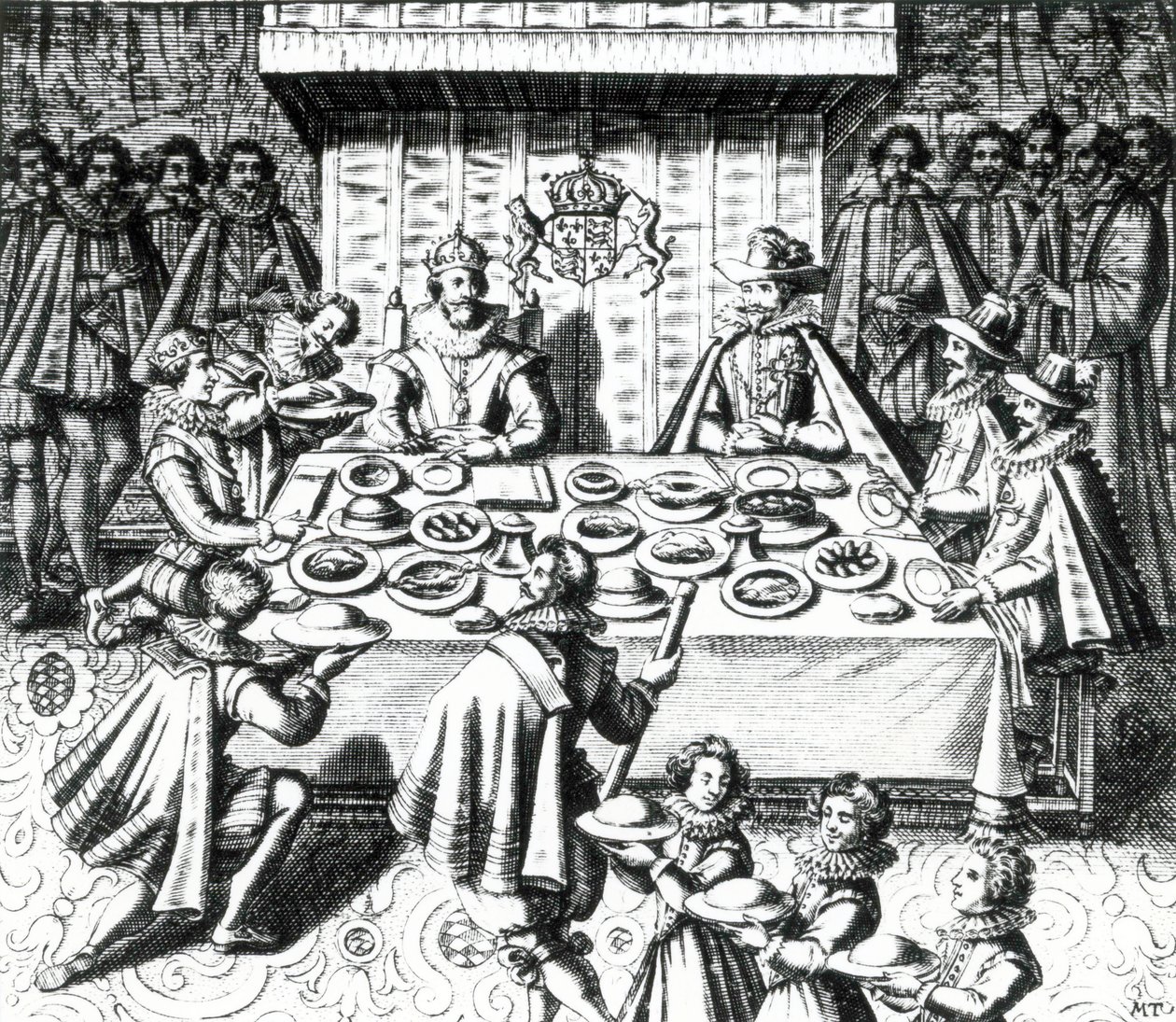King James fester med spanske ambassadører, 1624 av Melchior Tavernier