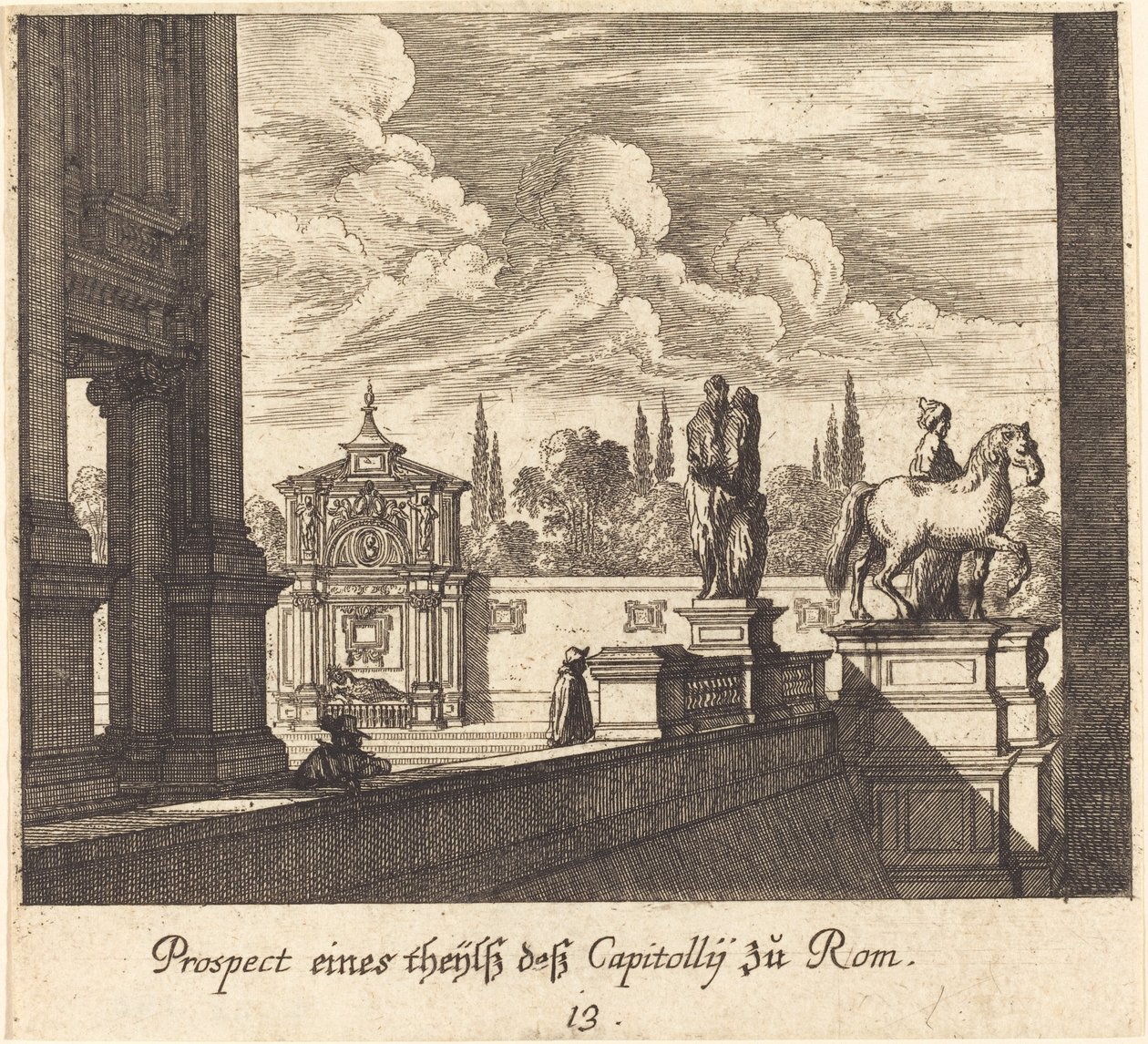 Capitoline, Roma av Melchior Küsel after Johann Wilhelm Baur