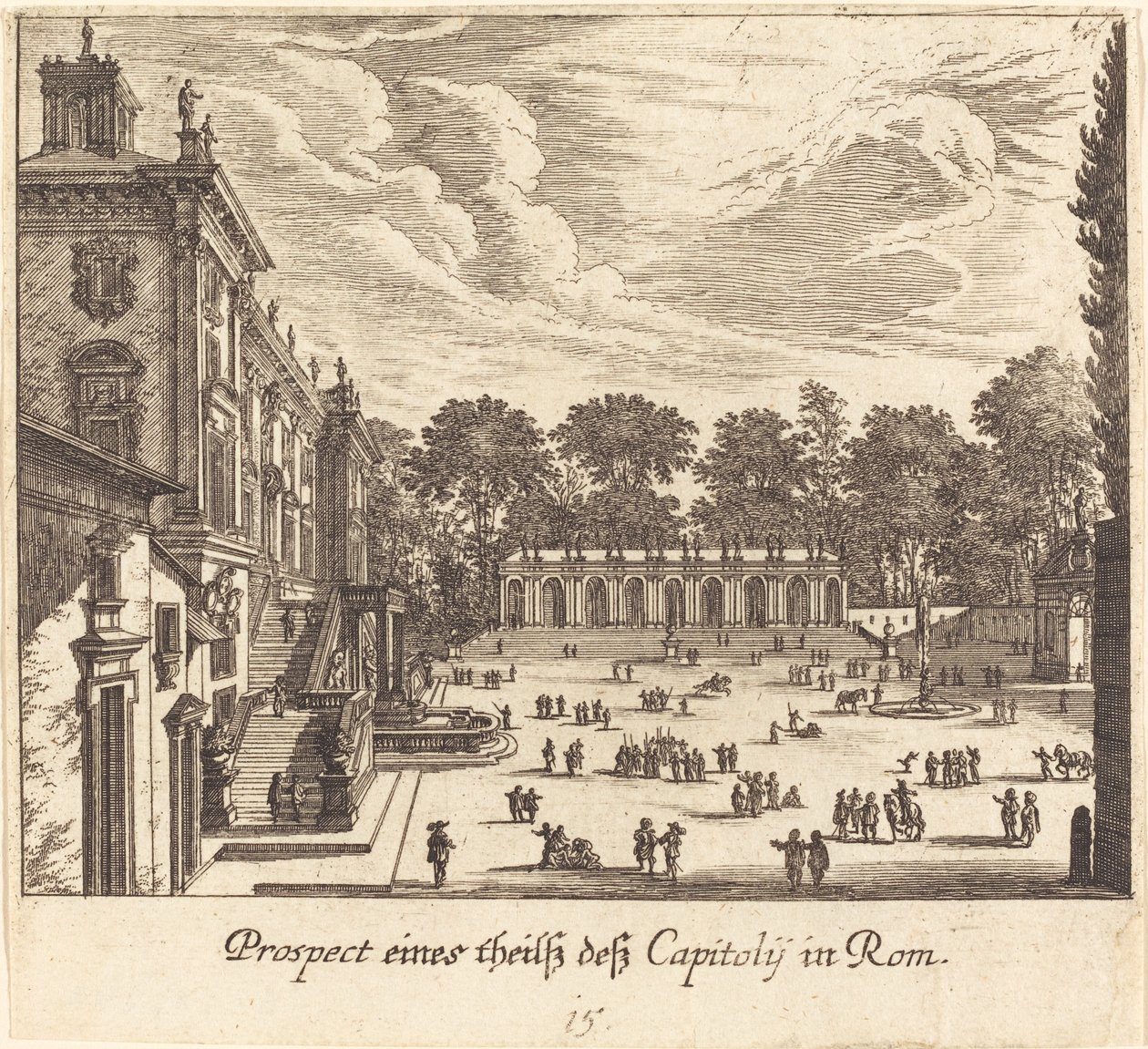 Capitoline, Roma av Melchior Küsel after Johann Wilhelm Baur