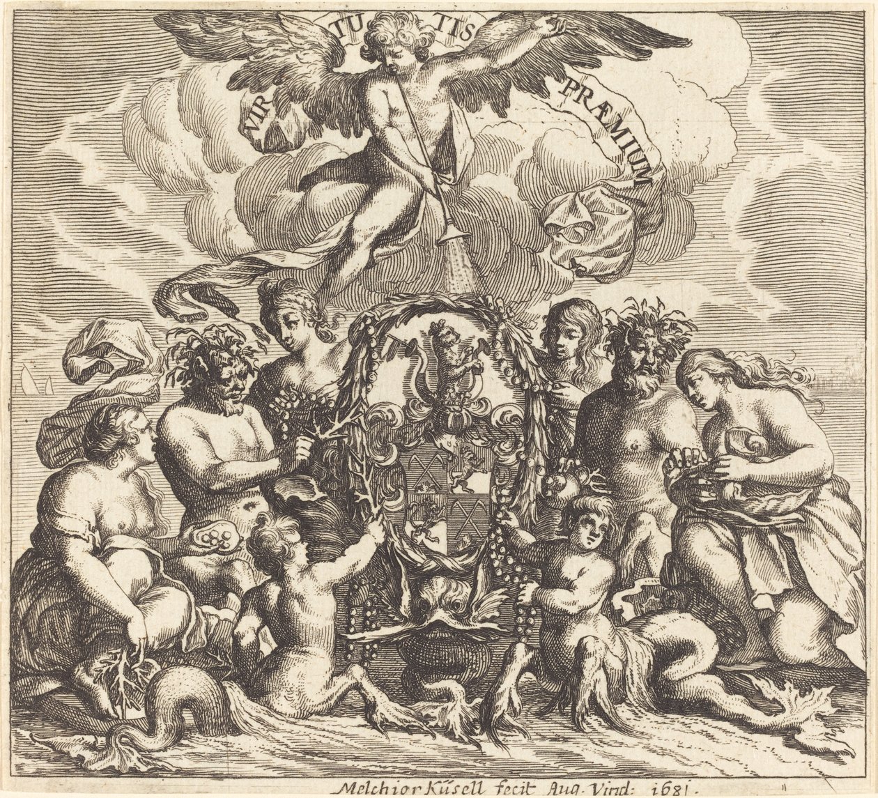 Dedikasjonsside av Melchior Küsel after Johann Wilhelm Baur
