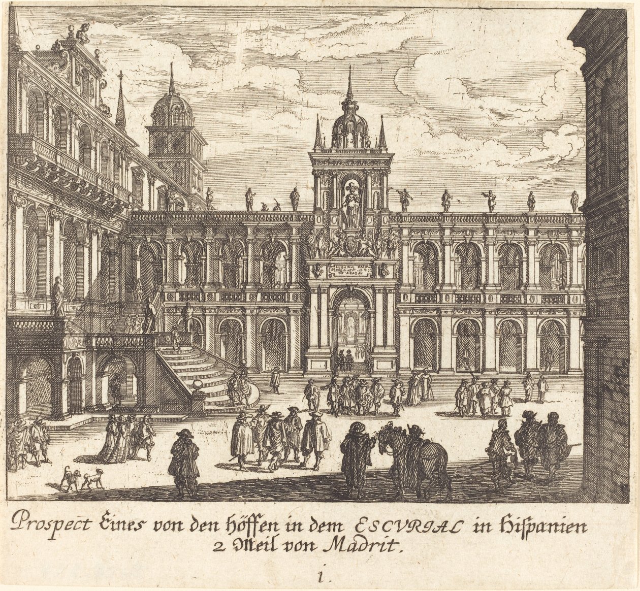 Escorial, Spania av Melchior Küsel after Johann Wilhelm Baur