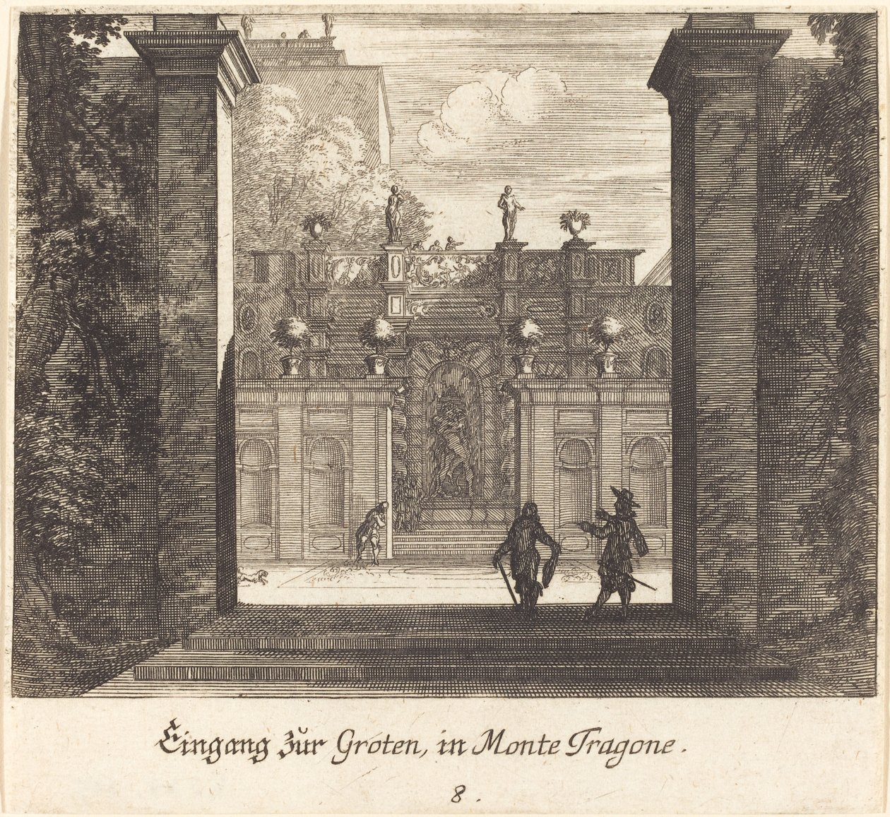Grotte, Monta Tragone av Melchior Küsel after Johann Wilhelm Baur