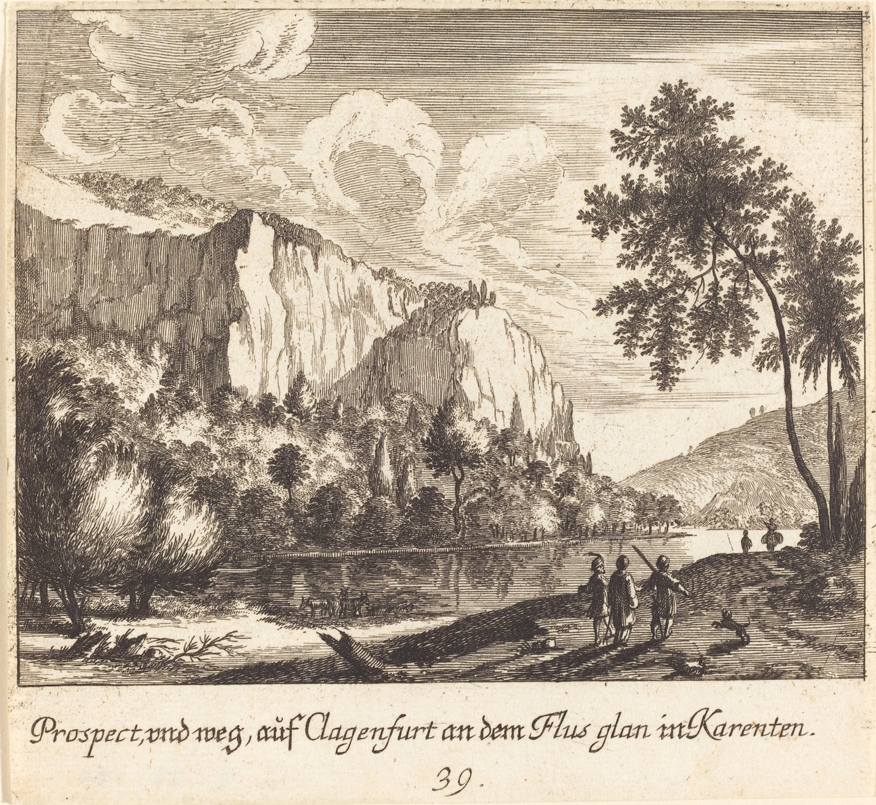 Mountain View, Clagenfurt av Melchior Küsel after Johann Wilhelm Baur