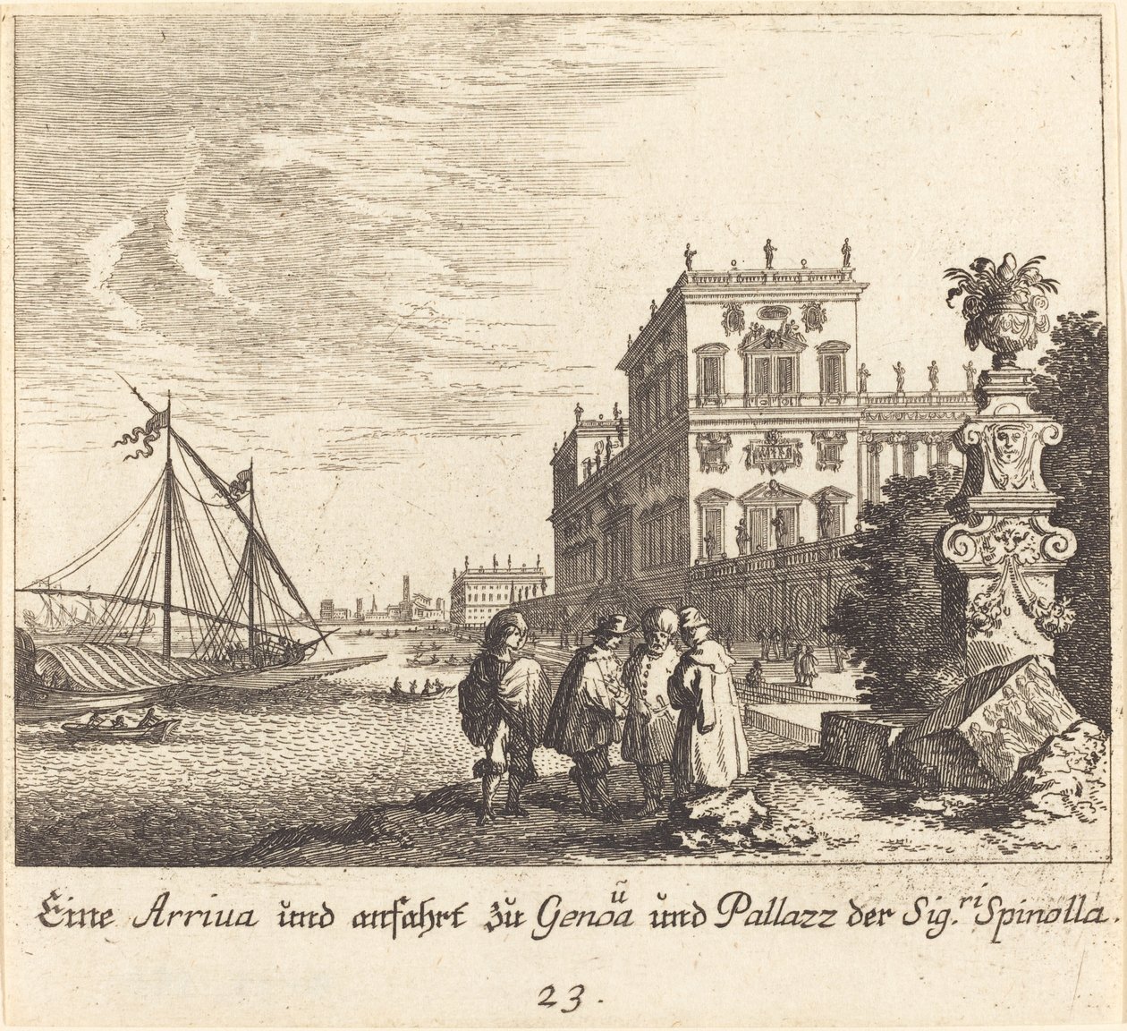 Spinolla-palasset, Genova av Melchior Küsel after Johann Wilhelm Baur