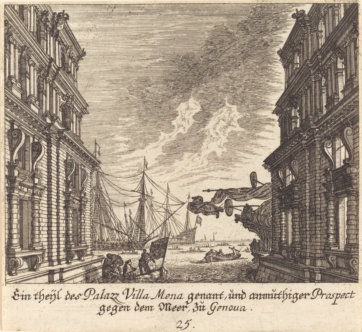 Palazzo Villamena, Genova av Melchior Küsel after Johann Wilhelm Baur